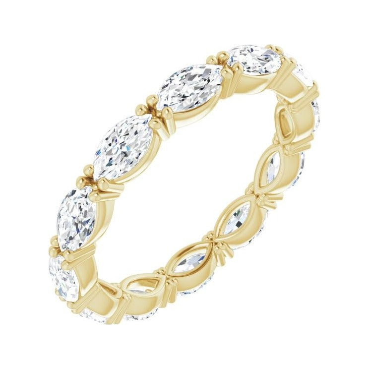 Sapphire Row Natural Diamond Petite Marquise Eternity Band - 14K Yellow Gold, 4.5 × 2.5 mm, 4