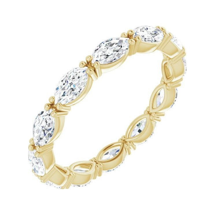 Sapphire Row Natural Diamond Petite Marquise Eternity Band - 14K Yellow Gold, 4.5 × 2.5 mm, 5