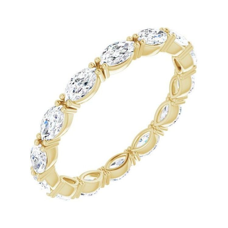Sapphire Row Natural Diamond Petite Marquise Eternity Band - 14K Yellow Gold, 4.5 × 2.5 mm, 8
