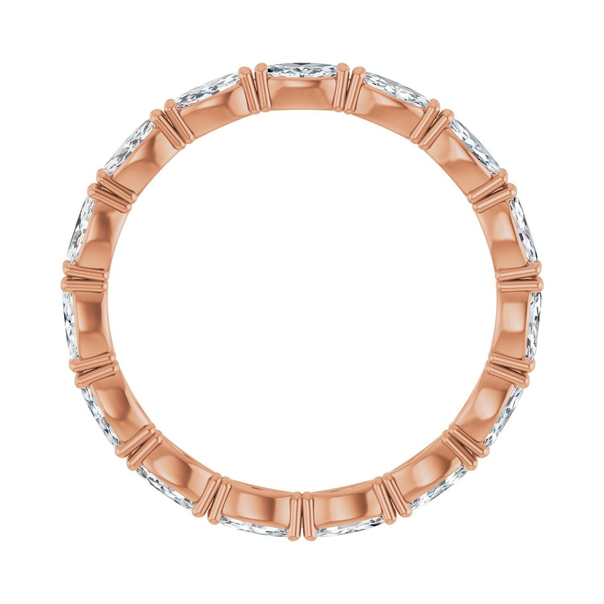 Sapphire Row Natural Diamond Petite Marquise Eternity Band - 14K Rose Gold, 4 × 2 mm, 7 (view 2)