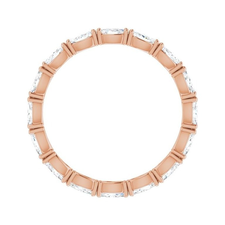 Sapphire Row Natural Diamond Petite Marquise Eternity Band - 14K Rose Gold, 4 × 2 mm, 8 (view 2)