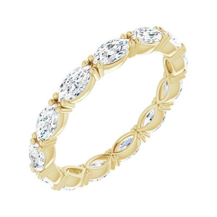 Sapphire Row Natural Diamond Petite Marquise Eternity Band - 14K Yellow Gold, 4.3 × 2.25 mm, 4.5