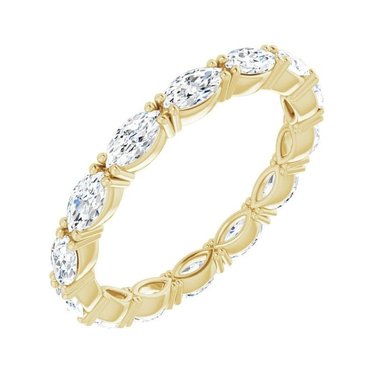 Sapphire Row Natural Diamond Petite Marquise Eternity Band - 14K Yellow Gold, 4.3 × 2.25 mm, 5.5
