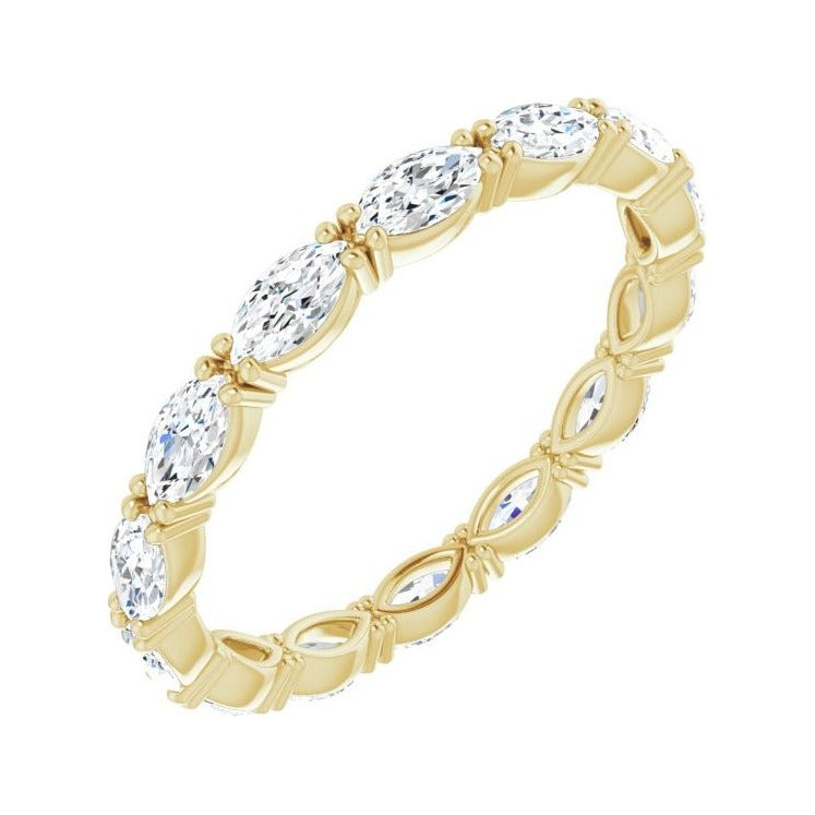 Sapphire Row Natural Diamond Petite Marquise Eternity Band - 14K Yellow Gold, 4.3 × 2.25 mm, 6.5