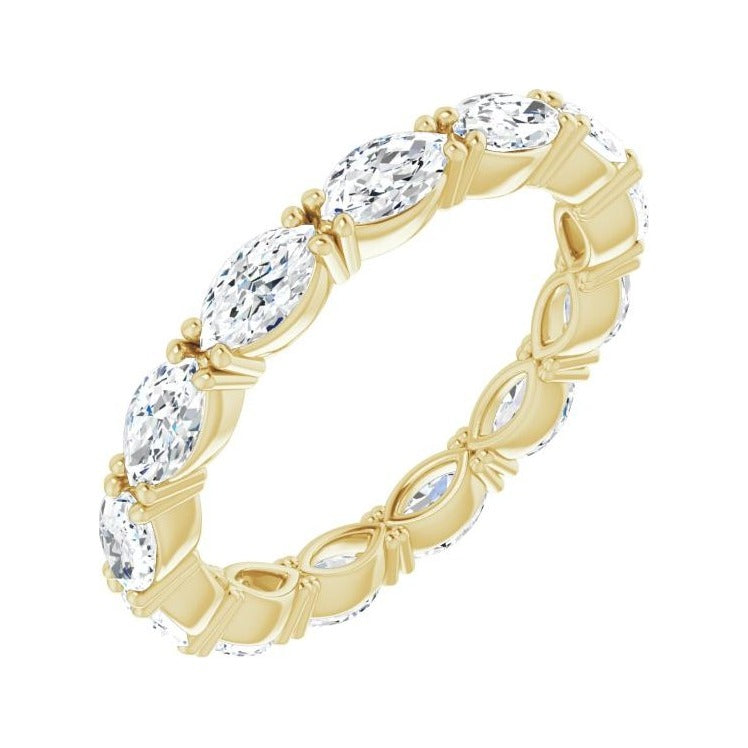 Sapphire Row Natural Diamond Petite Marquise Eternity Band - 14K Yellow Gold, 4.5 × 2.5 mm, 4.5