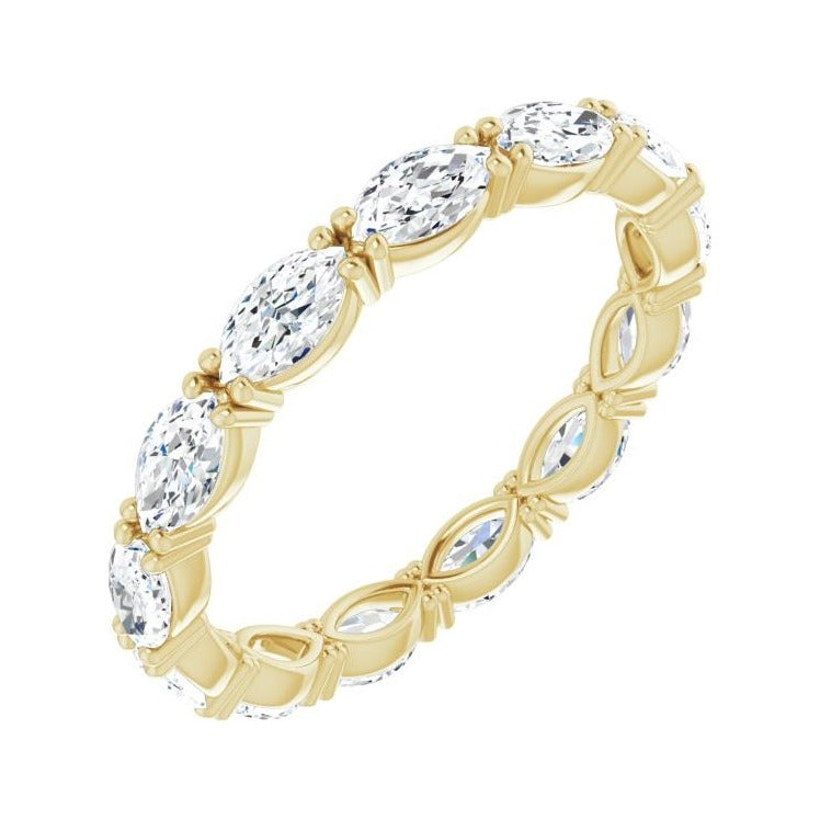 Sapphire Row Natural Diamond Petite Marquise Eternity Band - 14K Yellow Gold, 4.5 × 2.5 mm, 5.5