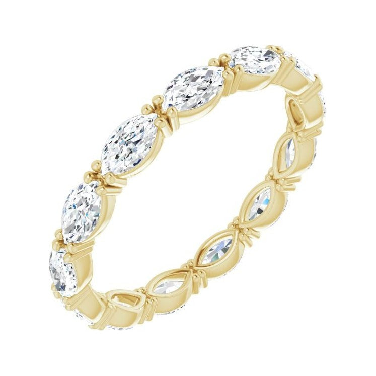 Sapphire Row Natural Diamond Petite Marquise Eternity Band - 14K Yellow Gold, 4.5 × 2.5 mm, 6.5