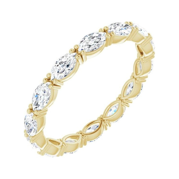 Sapphire Row Natural Diamond Petite Marquise Eternity Band - 14K Yellow Gold, 4.5 × 2.5 mm, 7.5