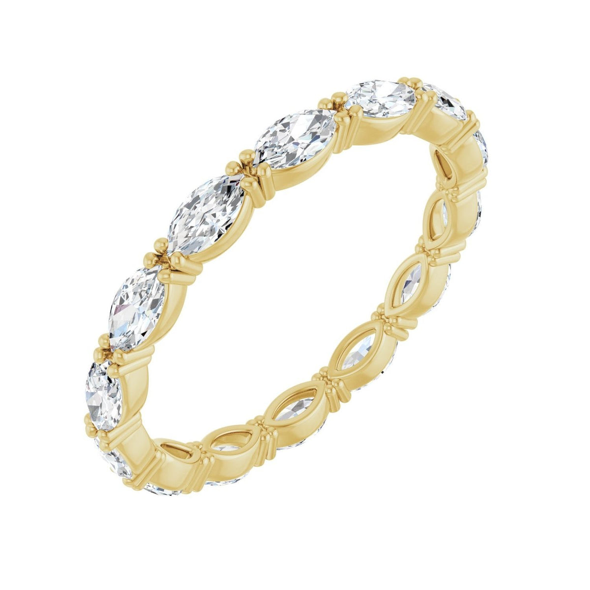 Sapphire Row Natural Diamond Petite Marquise Eternity Band - 14K Yellow Gold, 4.3 × 2.25 mm, 7