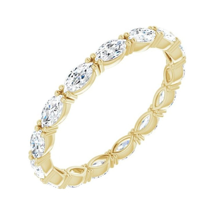 Sapphire Row Natural Diamond Petite Marquise Eternity Band - 14K Yellow Gold, 4.3 × 2.25 mm, 8