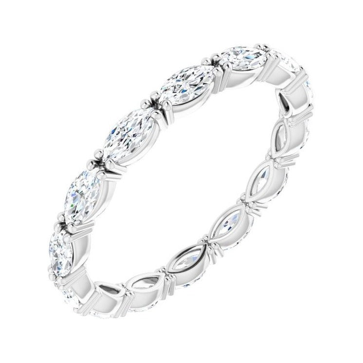 Sapphire Row Natural Diamond Petite Marquise Eternity Band - Platinum, 4 × 2 mm, 5.5