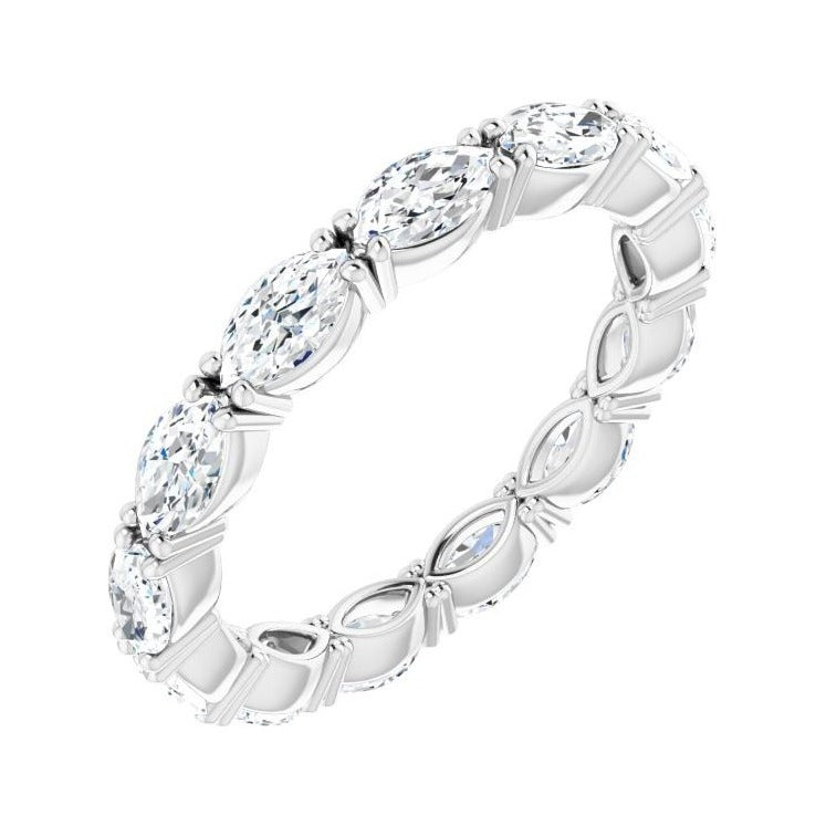 Sapphire Row Natural Diamond Petite Marquise Eternity Band - Platinum, 4.5 × 2.5 mm, 4.5