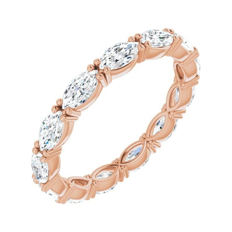 Sapphire Row Natural Diamond Petite Marquise Eternity Band - 14K Rose Gold, 4.3 × 2.25 mm, 4