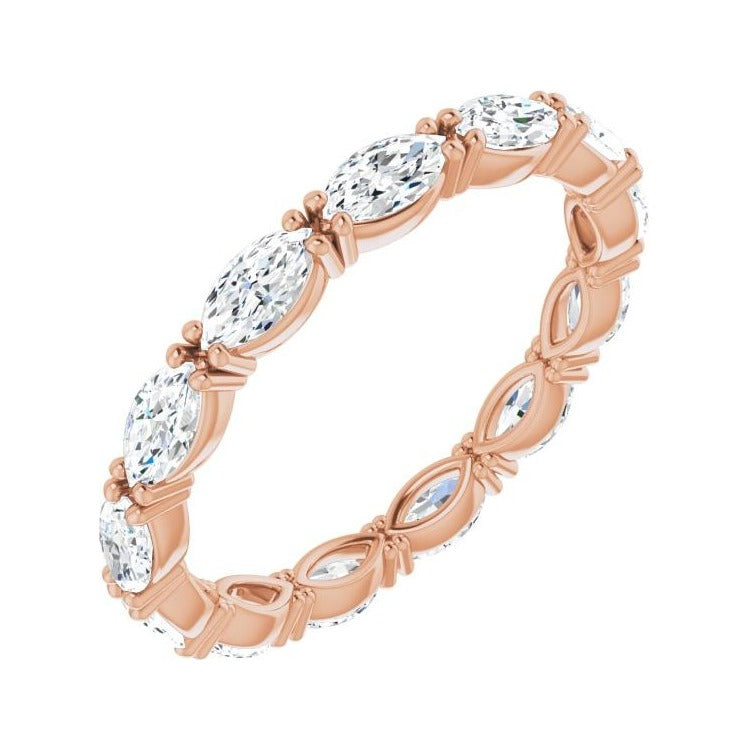 Sapphire Row Natural Diamond Petite Marquise Eternity Band - 14K Rose Gold, 4.3 × 2.25 mm, 5