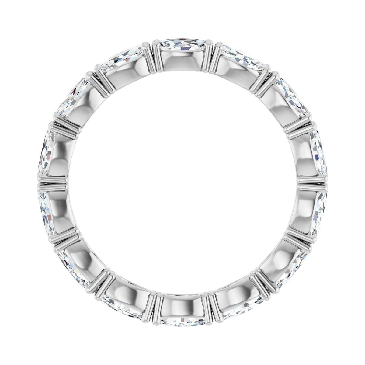 Sapphire Row Natural Diamond Petite Marquise Eternity Band - 14K White Gold, 4.5 × 2.5 mm, 7 (view 2)