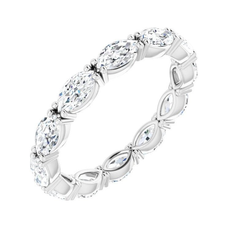 Sapphire Row Natural Diamond Petite Marquise Eternity Band - Platinum, 4.5 × 2.5 mm, 4