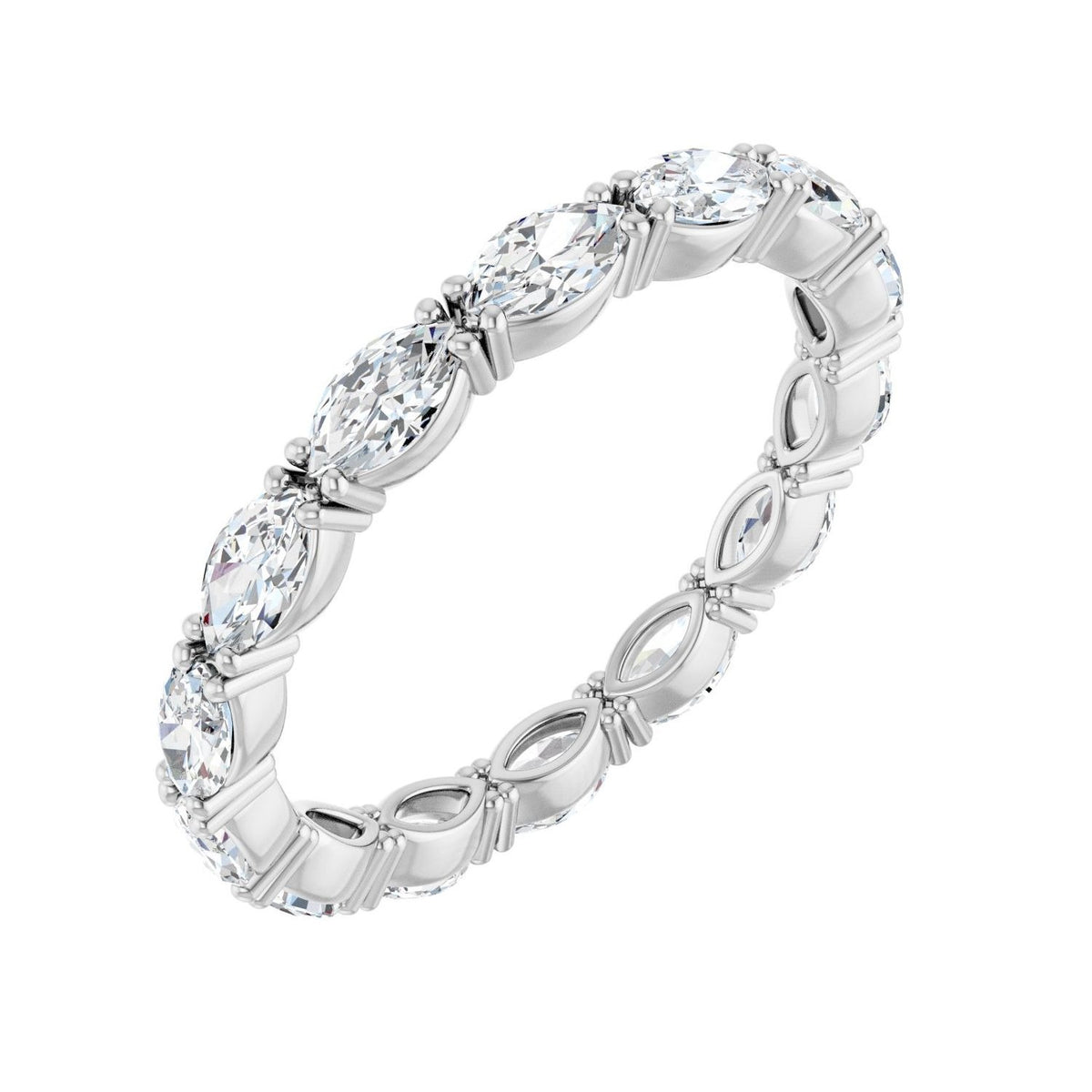 Sapphire Row Natural Diamond Petite Marquise Eternity Band - Platinum, 4.5 × 2.5 mm, 7