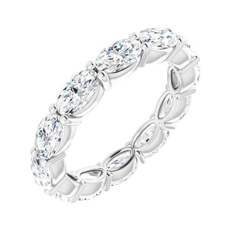 Sapphire Row Natural Diamond Petite Oval Eternity Band - 14K White Gold, 5 × 3 mm, 4.5