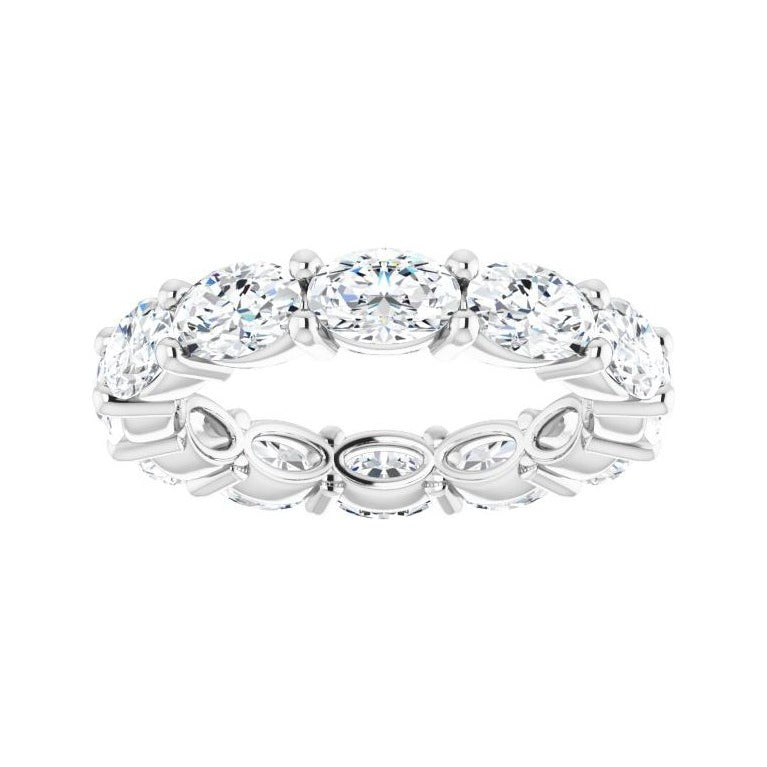 Sapphire Row Natural Diamond Petite Oval Eternity Band - 14K White Gold, 6 × 4 mm, 7.5 (view 3)