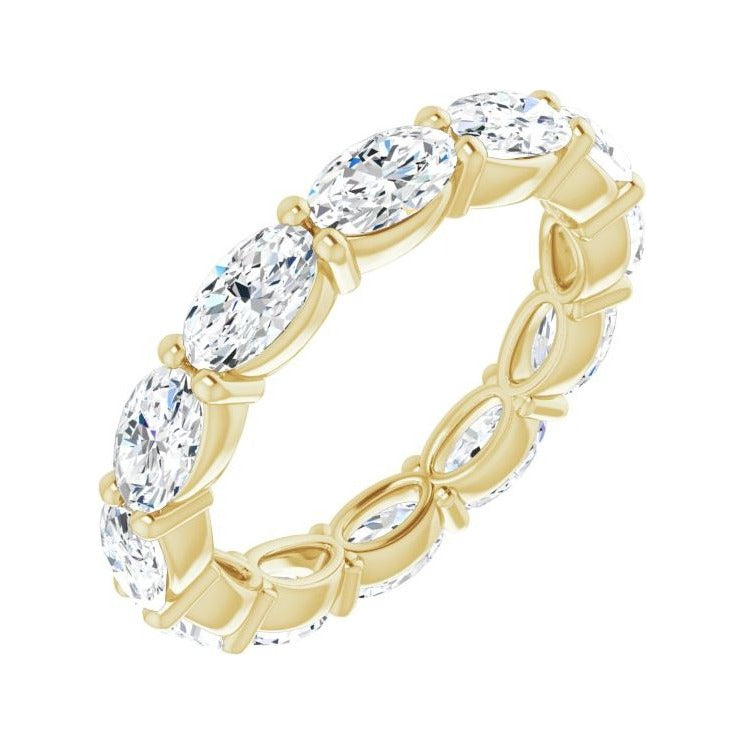 Sapphire Row Natural Diamond Petite Oval Eternity Band - 14K Yellow Gold, 5 × 3 mm, 4.5