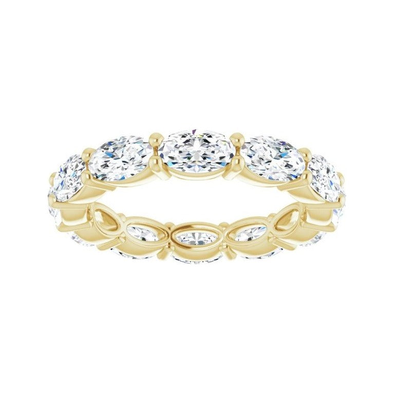 Sapphire Row Natural Diamond Petite Oval Eternity Band - 14K Yellow Gold, 5 × 3 mm, 4.5 (view 3)