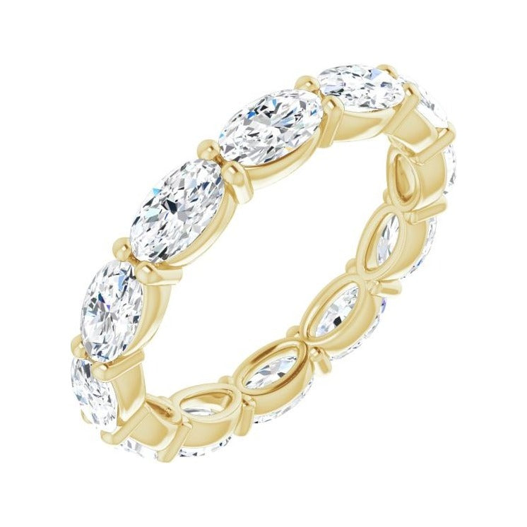 Sapphire Row Natural Diamond Petite Oval Eternity Band - 14K Yellow Gold, 5 × 3 mm, 5.5