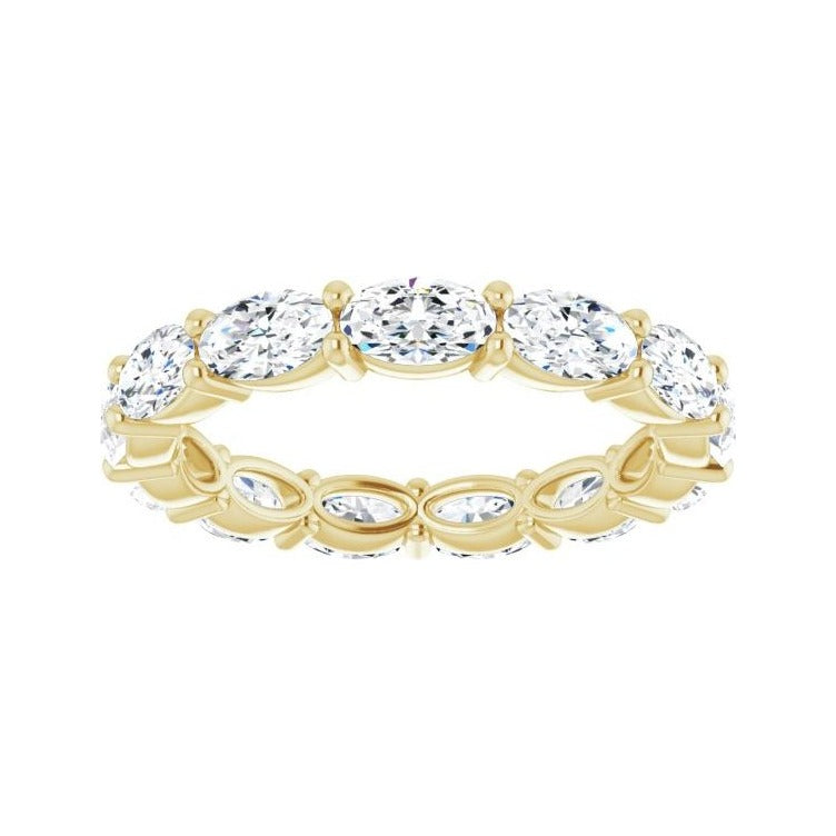 Sapphire Row Natural Diamond Petite Oval Eternity Band - 14K Yellow Gold, 5 × 3 mm, 6.5 (view 3)