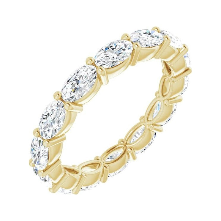 Sapphire Row Natural Diamond Petite Oval Eternity Band - 14K Yellow Gold, 5 × 3 mm, 7.5