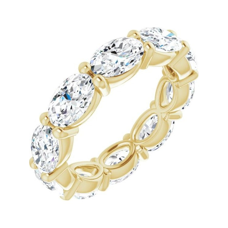 Sapphire Row Natural Diamond Petite Oval Eternity Band - 14K Yellow Gold, 6 × 4 mm, 4.5