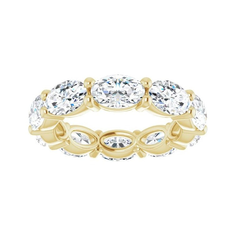 Sapphire Row Natural Diamond Petite Oval Eternity Band - 14K Yellow Gold, 6 × 4 mm, 4.5 (view 3)