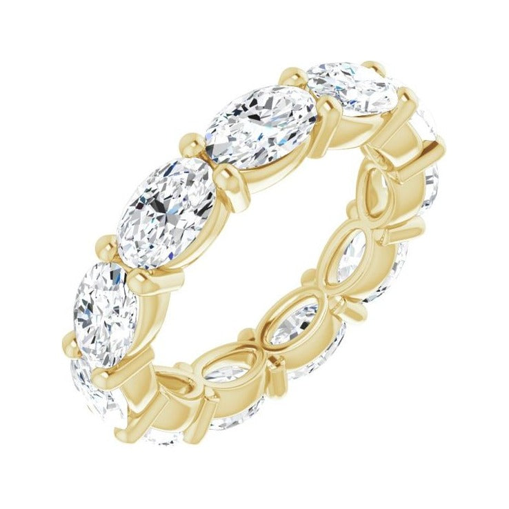 Sapphire Row Natural Diamond Petite Oval Eternity Band - 14K Yellow Gold, 6 × 4 mm, 5.5
