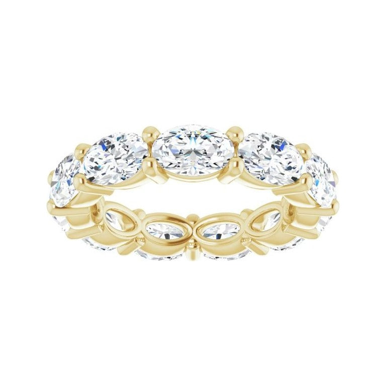 Sapphire Row Natural Diamond Petite Oval Eternity Band - 14K Yellow Gold, 6 × 4 mm, 5.5 (view 3)