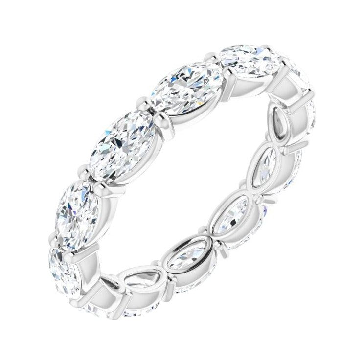 Sapphire Row Natural Diamond Petite Oval Eternity Band - Platinum, 5 × 3 mm, 5.5