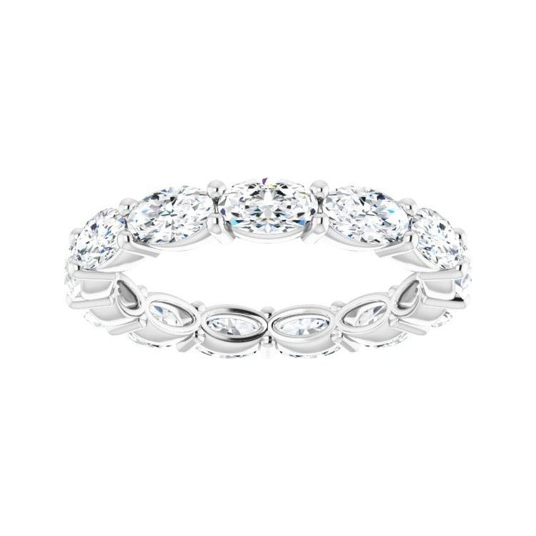 Sapphire Row Natural Diamond Petite Oval Eternity Band - Platinum, 5 × 3 mm, 6.5 (view 3)