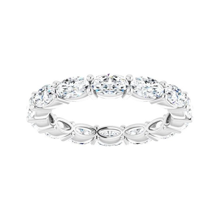 Sapphire Row Natural Diamond Petite Oval Eternity Band - Platinum, 5 × 3 mm, 7.5 (view 3)