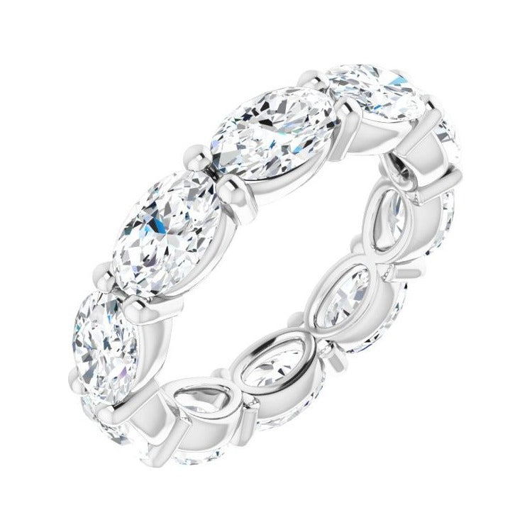 Sapphire Row Natural Diamond Petite Oval Eternity Band - Platinum, 6 × 4 mm, 4.5