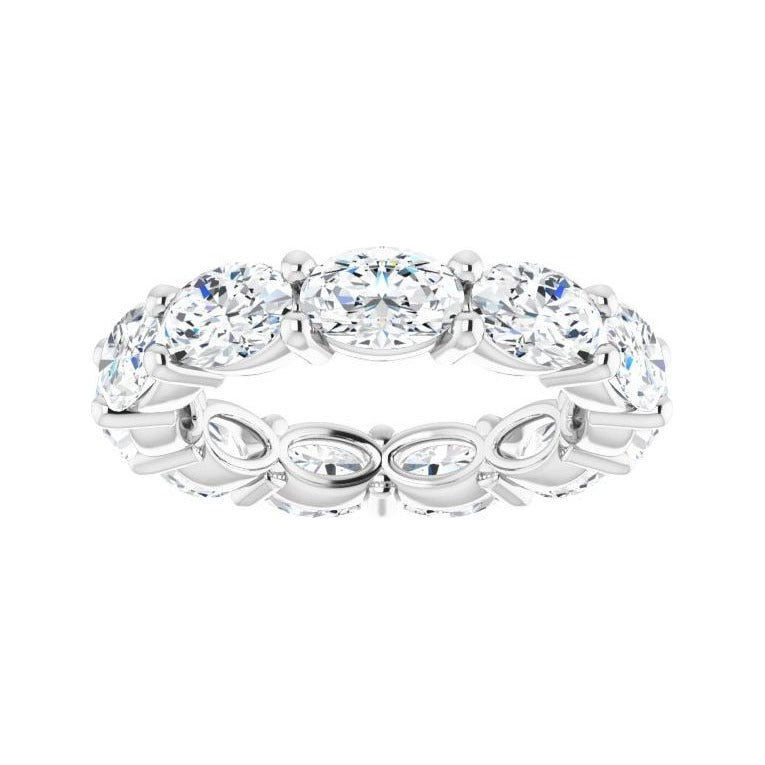 Sapphire Row Natural Diamond Petite Oval Eternity Band - Platinum, 6 × 4 mm, 5.5 (view 3)