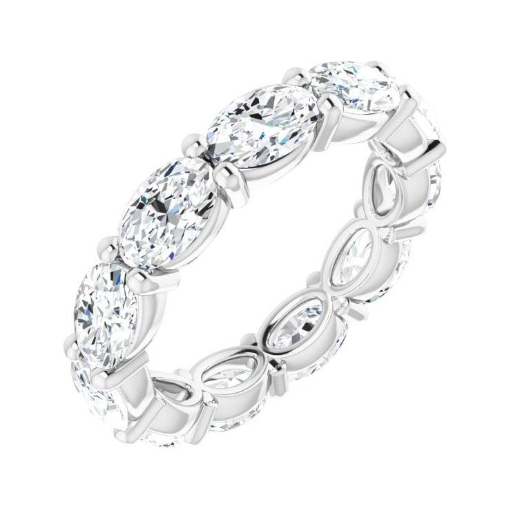 Sapphire Row Natural Diamond Petite Oval Eternity Band - Platinum, 6 × 4 mm, 6.5