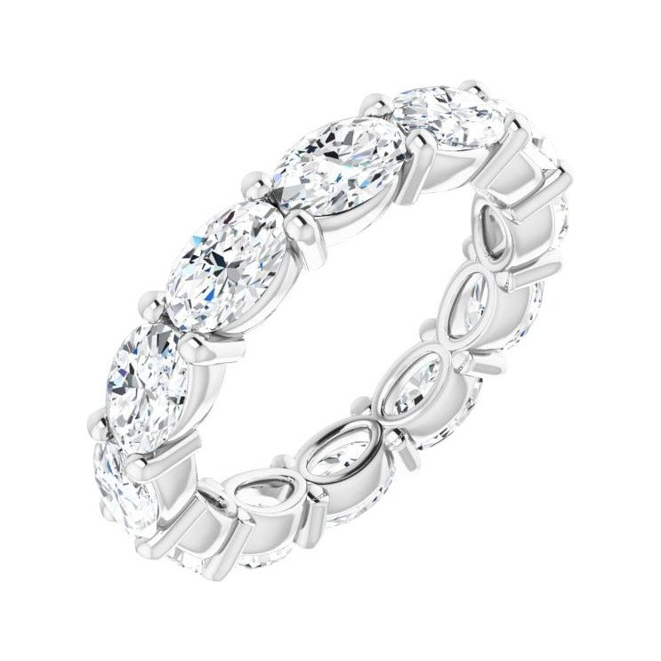 Sapphire Row Natural Diamond Petite Oval Eternity Band - Platinum, 6 × 4 mm, 7.5