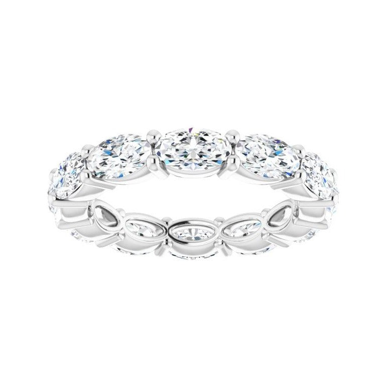 Sapphire Row Natural Diamond Petite Oval Eternity Band - Platinum, 5 × 3 mm, 4 (view 3)
