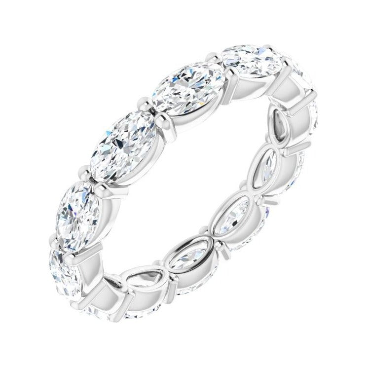 Sapphire Row Natural Diamond Petite Oval Eternity Band - Platinum, 5 × 3 mm, 5