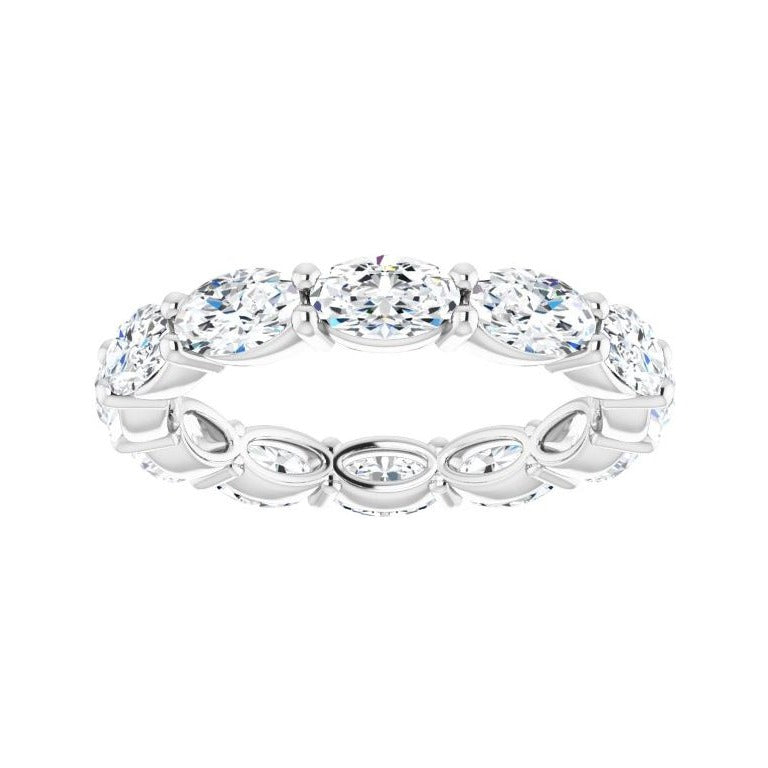 Sapphire Row Natural Diamond Petite Oval Eternity Band - Platinum, 5 × 3 mm, 5 (view 3)
