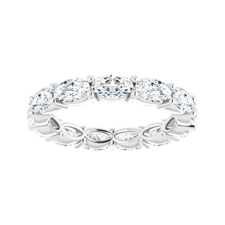 Sapphire Row Natural Diamond Petite Oval Eternity Band - Platinum, 5 × 3 mm, 6 (view 3)