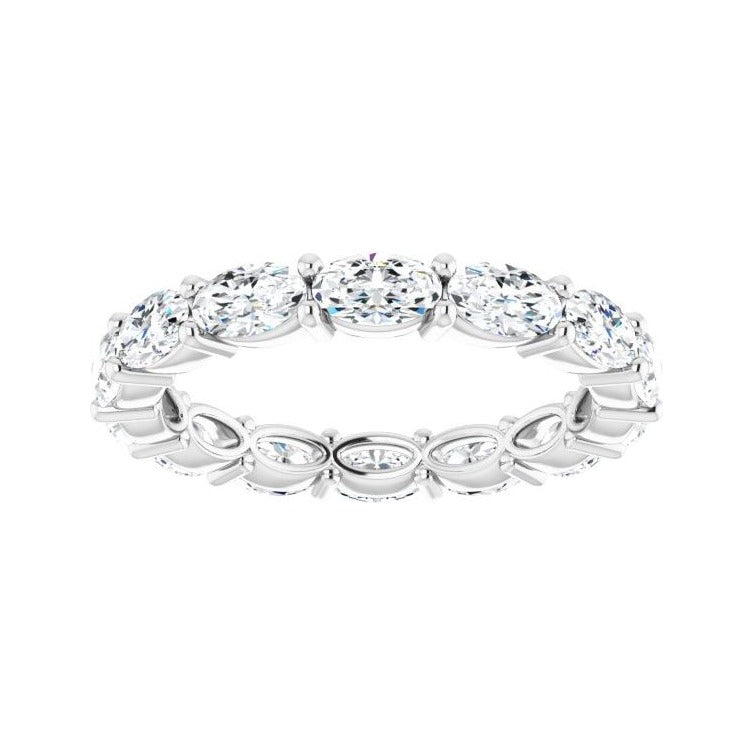Sapphire Row Natural Diamond Petite Oval Eternity Band - Platinum, 5 × 3 mm, 8 (view 3)