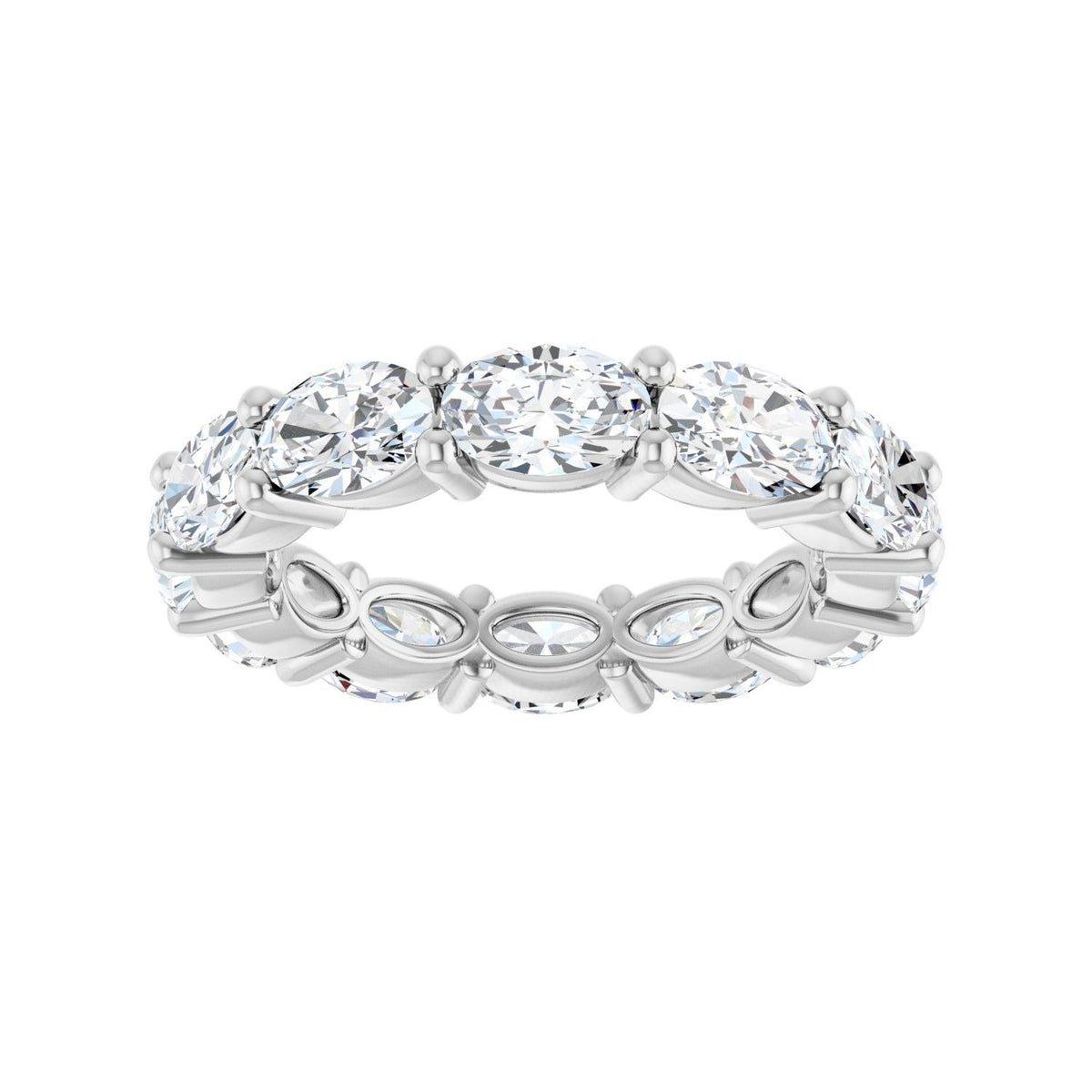 Sapphire Row Natural Diamond Petite Oval Eternity Band - Platinum, 6 × 4 mm, 7 (view 3)