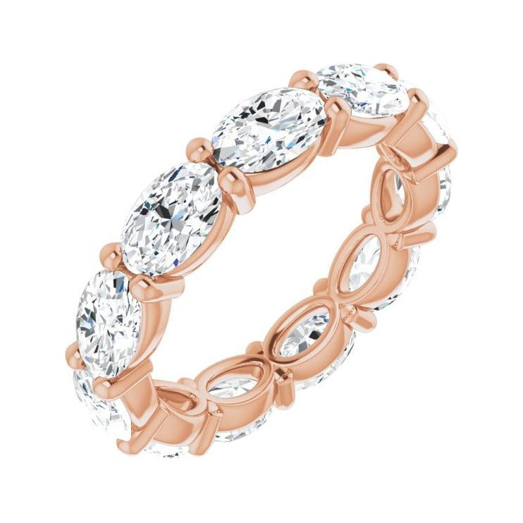 Sapphire Row Natural Diamond Petite Oval Eternity Band - 14K Rose Gold, 6 × 4 mm, 6.5