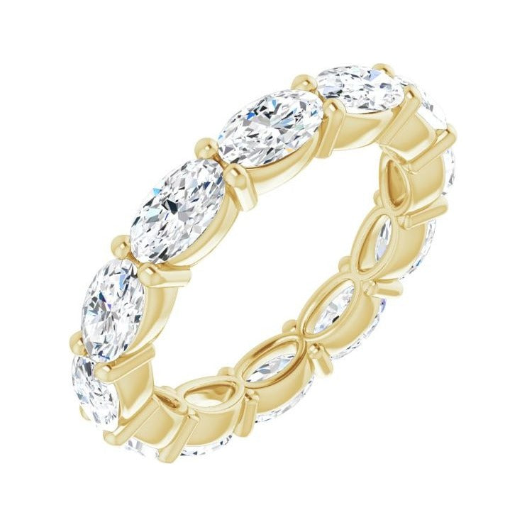 Sapphire Row Natural Diamond Petite Oval Eternity Band - 14K Yellow Gold, 5 × 3 mm, 4