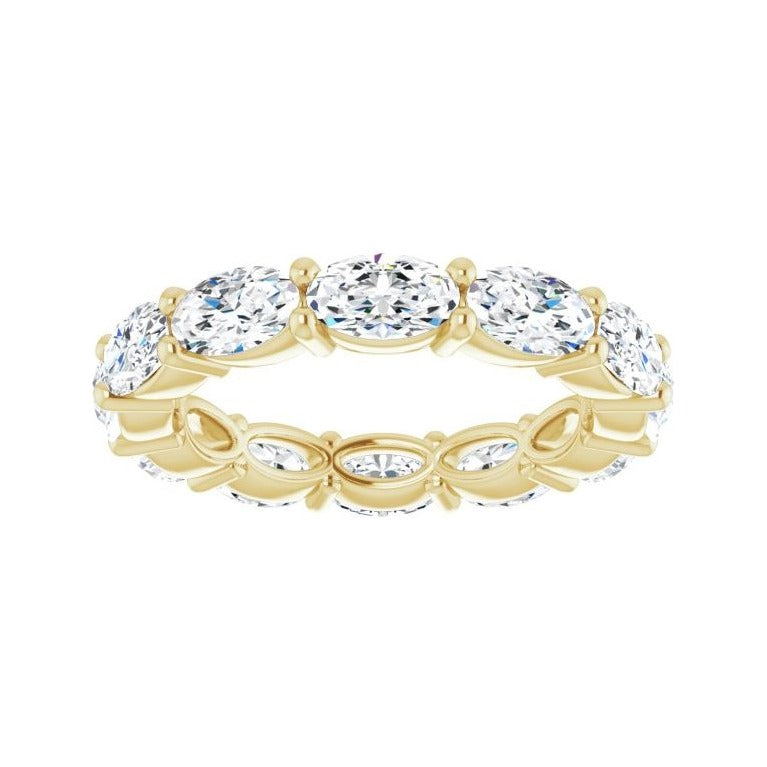 Sapphire Row Natural Diamond Petite Oval Eternity Band - 14K Yellow Gold, 5 × 3 mm, 4 (view 3)
