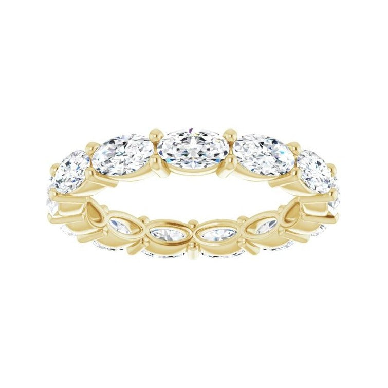 Sapphire Row Natural Diamond Petite Oval Eternity Band - 14K Yellow Gold, 5 × 3 mm, 6 (view 3)