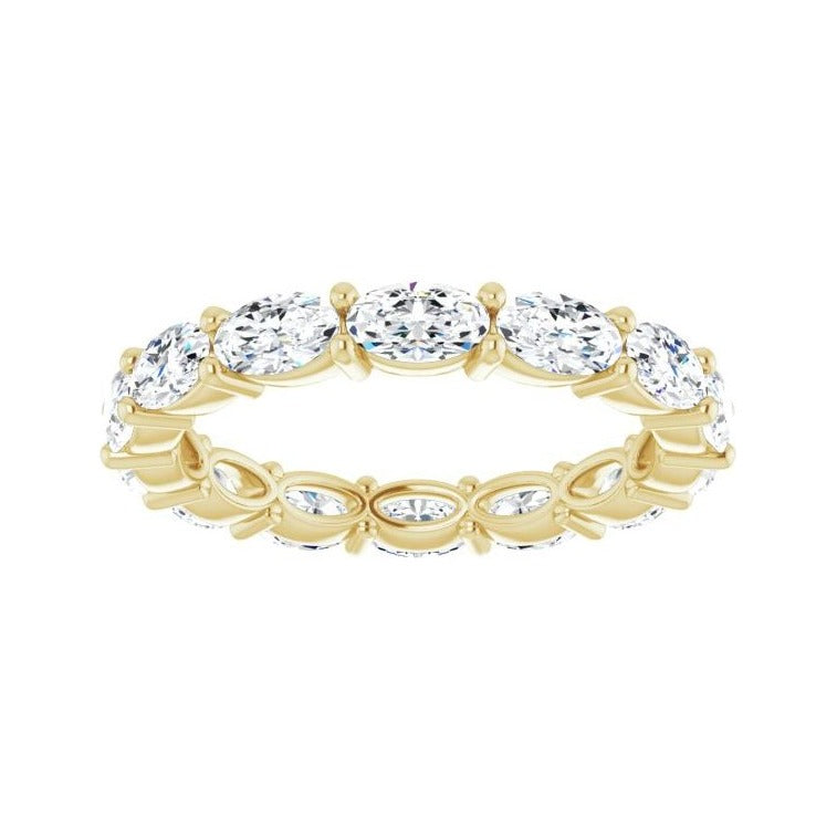 Sapphire Row Natural Diamond Petite Oval Eternity Band - 14K Yellow Gold, 5 × 3 mm, 8 (view 3)